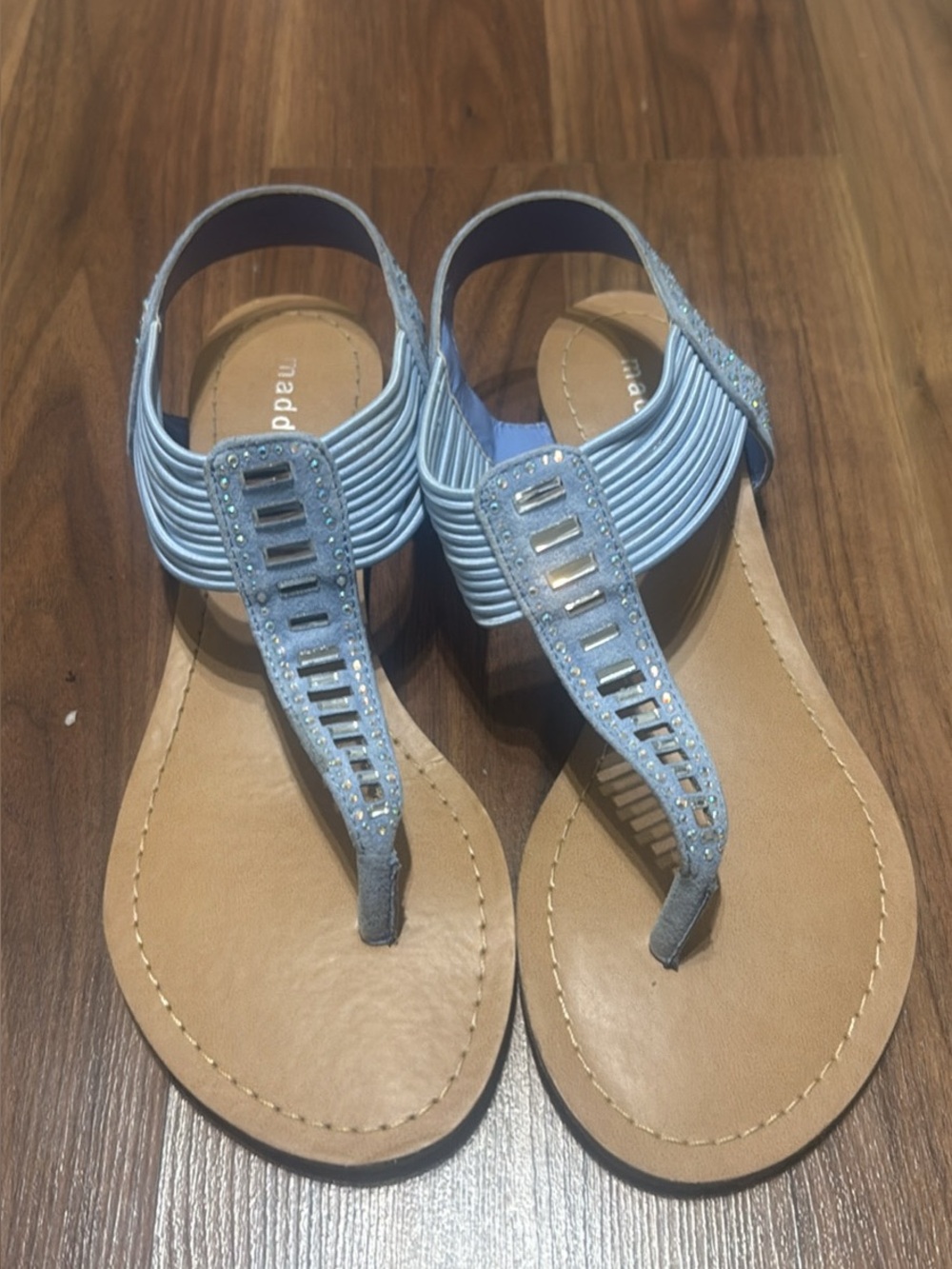 Light Blue Women's T-Strap Sandals by Steve Madden